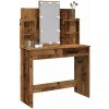 vidaXL Toaletný stolík s LED svetlami staré drevo 96x40x142 cm