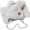 BABY NELLYS Zimná čiapka s šálom STAR - sivá s brmbolcami