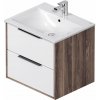 Skrinka s umývadlom AM.PM Flash 61x49,5x54 cm, tmavý dub / biely lesk