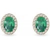 Oválne zlaté náušnice so smaragdami a briliantmi KLENOTA E0139503