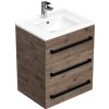 Kúpeľňová skrinka s čiernou úchytkou a umývadlom SAT Cube Way 60x76,5x46 cm dub Wellington mat CUBE46C603DWMOD