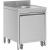 Odpadkový kôš na kolesách - 50 l - zasúvací otvor - predné vysúvanie - okraj - ušľachtilá oceľ - Royal Catering RCTC-700BSW
