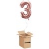 HeliumKing Balónový box - Narodeninové číslo 3 ružovo-zlatý 86 cm