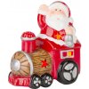 MagicHome Dekorácia Vianoce Santa s vláčikom LED terakota 10,3x6,3x10,7 cm