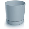Prosperplast Plastový kvetináč TUBOS P s miskou svetlosivý matný, variant 14,8 cm