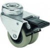 koliesko otočné zdvojené 50mm s brzdou, behúň polyuretán, nosnosť 100kg, otvor 10,5mm