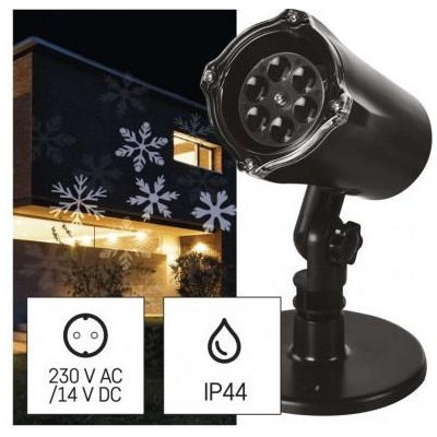 Emos DCPC02 LED vianočný dekoratívny projektor vločky IP44 biela