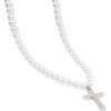 Amparo Miranda® Náhrdelník Perlový Silver Cross, Dĺžka 50 cm
