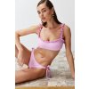 Trendyol Ružová Podprsenka S Volánikmi Textúrovaná Bežná Bikinová Súprava ružová