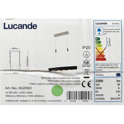 Lucande Lucande - LED Stmievateľný luster na lanku LIO 5xLED/5W/230V LW0759 + záruka 3 roky zadarmo