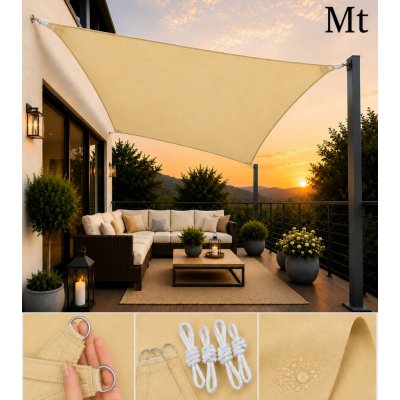 Slnečná tieniaca plachta 3x5 m, Oxford 165 g/m², béžová