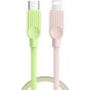Essager ES-X73 opletený nabíjací a dátový USB-C na Lightning 25 cm zeleno-ružový