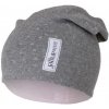 LITTLE ANGEL Čiapka spadnutá podšitá Outlast® veľ. 3, 42-44 cm - sivý melír lesk/ružová baby