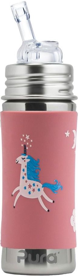 Pura nerezová fľaša so slamkou Unicorn 325 ml