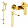 MEXEN/S - Milo DF40 Set umývadlová a sprchová batéria s príslušenstvom, zlato 71314DF40-50