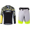 Force RECKLESS čierno-žlto-šedo mtb dres - dl. rukáv + Force STORM šedo-fluo cyklokraťasy - S