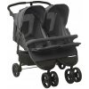 Športový kočík pre dvojičky, antracitová farba, oceľový rám