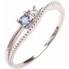 Nefertitis Prsteň strieborný s brúseným modrým zafírom a zirkónom Ag 925 031121 SAF - 54 mm (US 7), 1,25 g