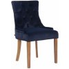 Design-Shop Jedálenská stolička Aberdeen - zamat, drevené nohy antik svetlé - Modrá