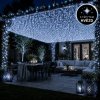 LED světelný řetěz 20 m – hvězdné osvětlení pergoly a zahrady | 1000 LED s třpytem hvězd | časovač teplá bílá + třpyt hvězd