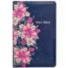 KJV Holy Bible Standard Size Faux Leather Red Letter Edition - Thumb Index & Ribbon Marker, King James Version, Blue Floral, Zipper Closure (Pevná)