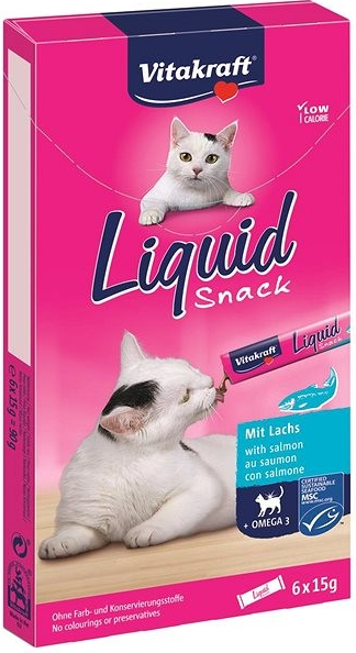 Vitakraft pochúťka Cat Liquid Snack Omega 3 losos 6 x 15 g