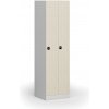 Kovová šatníková skrinka S1 zúžená, 2 oddiely, 1850 x 500 x 500 mm, zámok s čítačkou RFID kariet, laminované dvere, breza