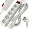 BERGE Predlžovací kábel 3m - 5 zásuviek - biely s vypínačom