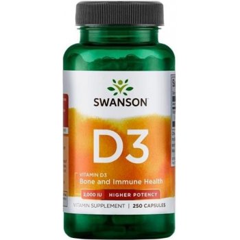 Swanson Vitamín D3 2000 iu Cholekalciferol 250 kapsúl