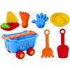 LEAN TOYS Sada hračiek do piesku vo vozíku – Modrý, 8 kusov