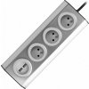 Orno Nábytek, kuchyňská zásuvka s USB nabíječkou, montáž suchým zipem s kabelem 1,5m - 3x2P+Z, 2xUSB, INOX s kabelem 1,5m.