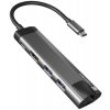 Natec multiport adaptér FOWLER GO HUB 5v1, 2X USB 3.0 HUB, HDMI 4K, USB-C PD, RJ45, NMP-1985
