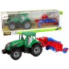 Lean Toys Zelený traktor s červeným pluhom