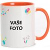 FOTOpošta hrnček s fotkou farebný rámik PÁRTY ORANŽOVÝ 350 ml