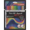 Vláknový fix s flexibilným štetcovým hrotom STABILO Pen 68 brush ARTY - 18 ks púzdro