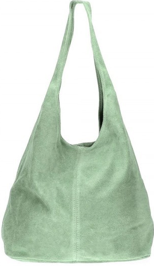 Kožená kabelka v úprave semiš 804A mentolovo zelená