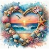 NORIMPEX Diamantové malování Srdce s výhledem na pláž 30x40cm