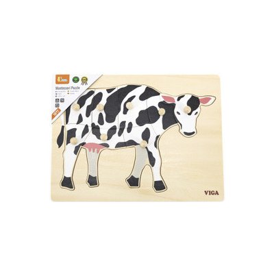 VIGA Montessori puzzle s úchytmi Krava