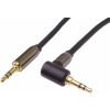 PremiumCord HQ stíněný kabel stereo Jack 3.5mm - Jack 3.5mm zahnutý 90° 1,5m kjqmm015-90