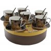 Home Elements Súprava 6 kusov šálky s podšálkami a lyžičkami Klimt Bozk tmavý 250 ml