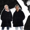 Deka mikina mikinová deka veľká oversize hrubá teplá s kapucňou čierna mäkká