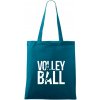 Volleyball nápis - Taška bavlnená - 42 x 38 cm ( Petrolejová )