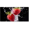 Foto obraz sklo tvrzené Jahody a voda 100x50 cm