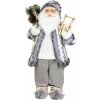 Dekorácia MagicHome Vianoce, Santa so sánkami, biely-šedý, 60 cm