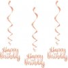 Závesné špirály Happy Birthday ružovo-zlaté 80cm 3ks