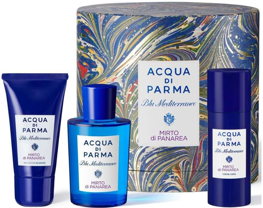 Acqua di Parma Blue Mediterraneo Mirto Di Panarea EDT 75 ml + sprchový gel 40 ml + tělové mléko 50 ml darčeková sada