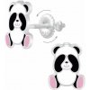 Nefertitis Strieborné náušnice Medvedík Panda na skrutku NF51962 - 6 x 8 mm 0,62 g