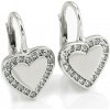 Náušnice z bieleho zlata srdiečka veľké s kamienkami po obvode