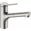 Hansgrohe Zesis M33 - Drezová batéria s výsuvnou spŕškou, vzhľad nerezový - 74820800