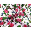 Bavlněná látka / plátno folklor růže METRÁŽ - 3 (22303-1) bílá